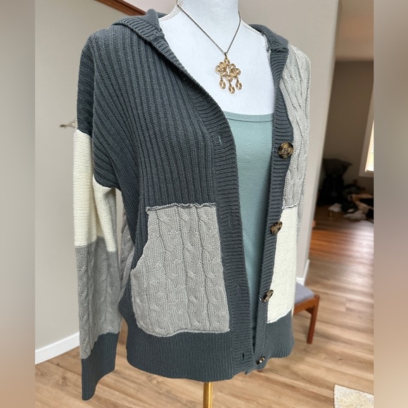 Cato Oversized Boho Patchwork raw seam Cardigan Hoodie - Picture 2 of 8